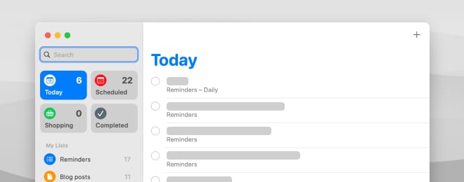 Screenshot of Reminders