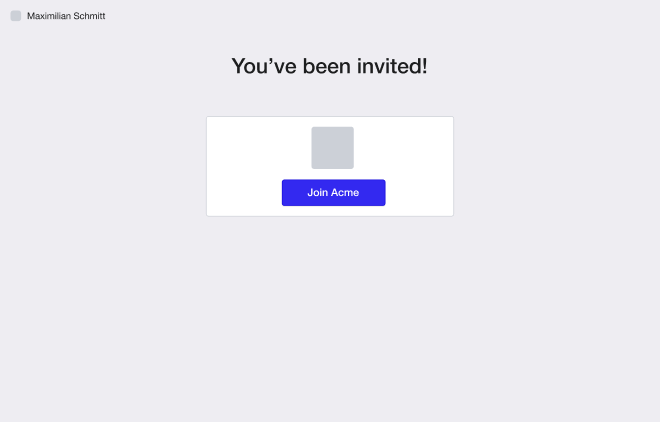 High fidelity design showing an invitation to join a team with a dialog to accept the invite